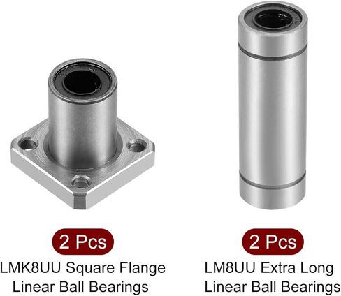 uxcell Square Flange Linear Ball Bearings 8mm Bore Dia 15mm OD 24mm L 2pcs, Extra Long Linear Ball Bearings 8mm Bore Dia 15mm OD 45mm L 2pcs in Saudi Arabia