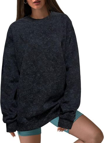 Oversized Sweatshirt for Women Fashion: CrewNeck Causal Basic Fall Clothes Tops Loose Fit Pullove in Saudi Arabia