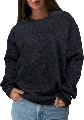 Oversized Sweatshirt for Women Fashion: CrewNeck Causal Basic Fall Clothes Tops Loose Fit Pullove in Saudi Arabia
