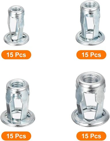 uxcell 110Pcs Multi-Grip Rivet Jack Nut, M4-0.7, M5-0.8, M6-1.0, M8-1.25 Petal Blind for Plastic Pressboard Hardboard Door Anchors Aluminium Cladding Steel Pipe in Saudi Arabia