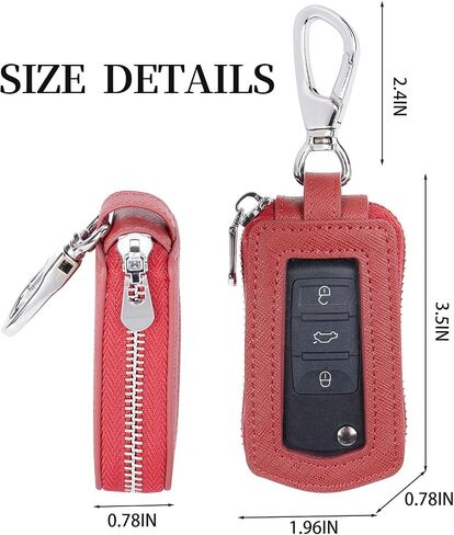 LinsCraft Universal Premium Car Key Fob Case, Leather Key Fob Cover, Key Fob Protector, Car key fob holder for Remote Key Fob (Black) in Saudi Arabia
