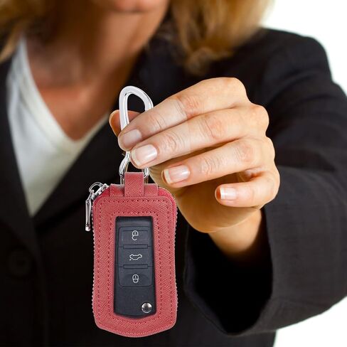 LinsCraft Universal Premium Car Key Fob Case, Leather Key Fob Cover, Key Fob Protector, Car key fob holder for Remote Key Fob (Black) in Saudi Arabia