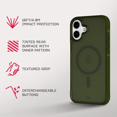 Tech21 EvoArmor for iPhone 16 Plus - Compatible with MagSafe - Impact Protection Case 21x Military Standard Tested in Green in Saudi Arabia