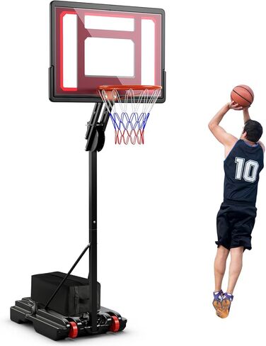 Goplus Portable Basketball Hoop Outdoor, 3.5FT-8.5FT Height Adjustable Basketball Stand System with Shatterproof Backboard, Weighted Bag, Indoor Outside Court Basketball Goal for Kids Youth in Saudi Arabia