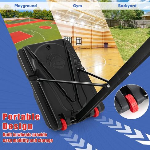 Goplus Portable Basketball Hoop Outdoor, 3.5FT-8.5FT Height Adjustable Basketball Stand System with Shatterproof Backboard, Weighted Bag, Indoor Outside Court Basketball Goal for Kids Youth in Saudi Arabia