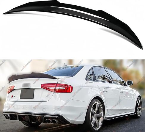 Rear Spoiler Compatible with 2013-2016 Audi A4, PSM Style High Kick Fit for B8.5, Exterior Duckbill Spoiler Trunk Tail Deck Lid Wing Lip (Carbon Fiber Pattern) in Kuwait