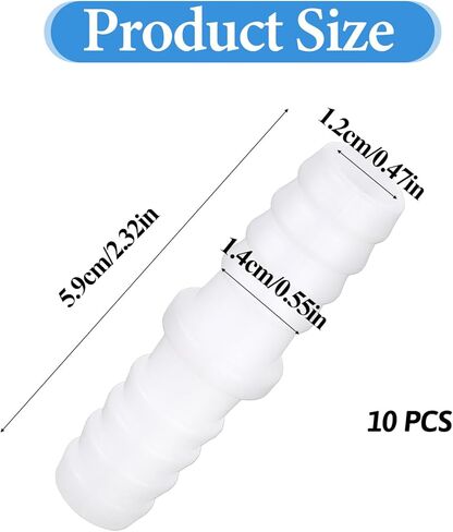 Plastic Hose Barb Fittings, 10 Pcs White Plastic Tubing Connectors 1/2" x 1/2" Pipe Connectors Barbed Splicer Mender Joint Adapter Accessories for Household Adapters Fuel Gas Liquid Air in Saudi Arabia