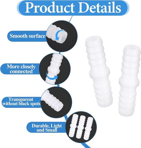 Plastic Hose Barb Fittings, 10 Pcs White Plastic Tubing Connectors 1/2" x 1/2" Pipe Connectors Barbed Splicer Mender Joint Adapter Accessories for Household Adapters Fuel Gas Liquid Air in Saudi Arabia