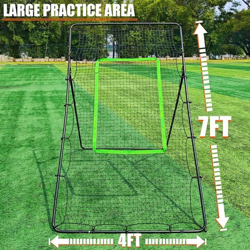 Zdgao Volleyball Rebounder Net - 4x7ft Volleyball Rebounder with Bungee Cords, Volleyball,Carry Bag and Neon Target, 5 Adjustable Angles Bounce Back Net for Volleyball,Baseball, Improve Skills in Kuwait