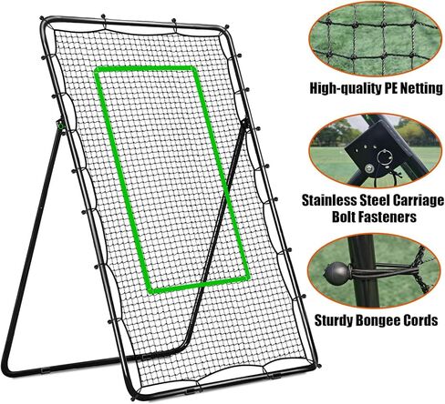 Zdgao Volleyball Rebounder Net - 4x7ft Volleyball Rebounder with Bungee Cords, Volleyball,Carry Bag and Neon Target, 5 Adjustable Angles Bounce Back Net for Volleyball,Baseball, Improve Skills in Kuwait