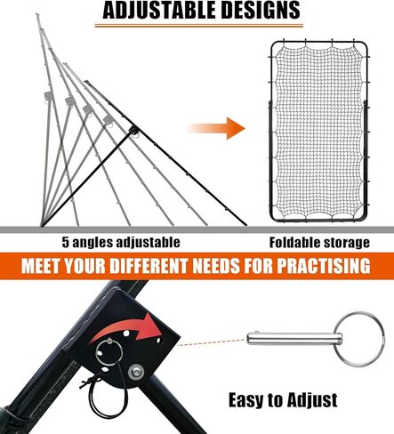 Zdgao Volleyball Rebounder Net - 4x7ft Volleyball Rebounder with Bungee Cords, Volleyball,Carry Bag and Neon Target, 5 Adjustable Angles Bounce Back Net for Volleyball,Baseball, Improve Skills in Kuwait