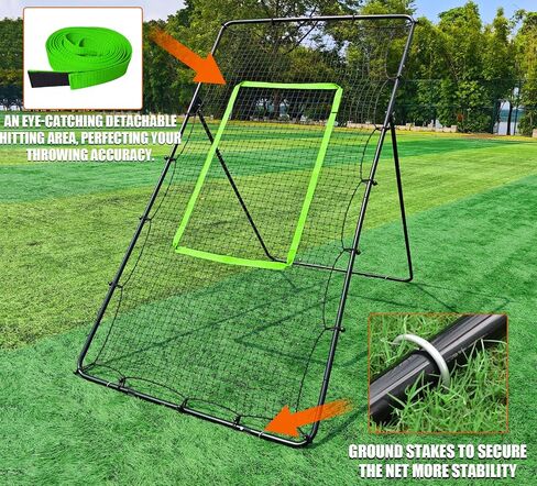 Zdgao Volleyball Rebounder Net - 4x7ft Volleyball Rebounder with Bungee Cords, Volleyball,Carry Bag and Neon Target, 5 Adjustable Angles Bounce Back Net for Volleyball,Baseball, Improve Skills in Kuwait