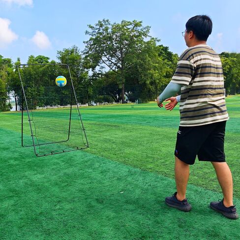 Zdgao Volleyball Rebounder Net - 4x7ft Volleyball Rebounder with Bungee Cords, Volleyball,Carry Bag and Neon Target, 5 Adjustable Angles Bounce Back Net for Volleyball,Baseball, Improve Skills in Kuwait
