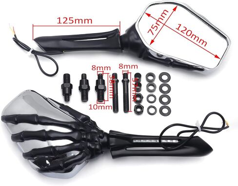 HTTMT MT333- Black Skull Mirror Compatible with Harley Heritage Sportster Dyna Glide Softail Kawasaki Ninja in Saudi Arabia