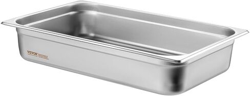 VEVOR 6 Pack Hotel Pans, Full Size Anti-Jam Steam Pan, 0.8mm Thick Stainless Steel Restaurant Steam Table Pan, 4-Inch Deep Commercial Table Pan, Catering Storage Food Pan, for Industrial & Scientific in Saudi Arabia