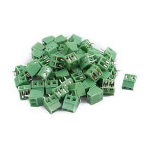 uxcell 50Pcs KF128 AC300V 10A 2P 3.81mm Pitch Screw Type PCB Terminal Blocks Connector Green