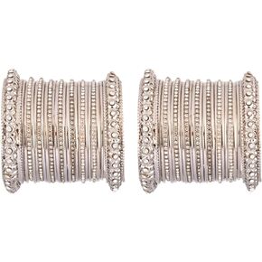 Efulgenz Multipack of Boho CZ Crystal lndian Boho Oxidized Bangle Bracelet Set Jewelry for Women Girls, Size-2.6
