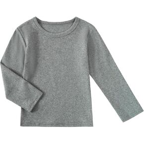 Boys Girls Long Sleeve T-Shirts Kids Soft Cotton Basic Layering Tee Tops Undershirts for 12M-14Yrs