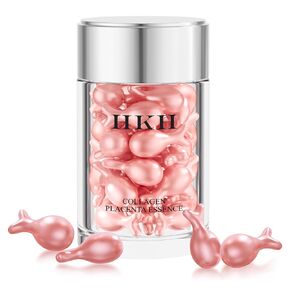 Retinol Collagen Anti-Aging Wrinkle Placenta 48 Capsules Serum,VC For Morning+VA For Evening,Vitamin C Anti-Wrinkle Serum,Vitamin A Retinol Anti-Aging Serum,Hydrate and Moisturize,Portable and Sealed