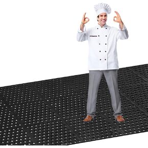 Rubber Floor Mat with Drainage Holes, 83"x35" - Commercial Grade, Non-Slip, Grease-Resistant, Anti-Fatigue - Heavy Duty for Industrial Kitchens