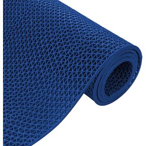 Non-Slip PVC Drainage Floor Mat 3ftx10ft Hollow Outdoor Drainage Mat Commercial Anti-Fatigue Rubber Mat Anti-Slip Splash Matting for Swimming Pool Shower, Bathroom Garage Kitchen Patio Blue