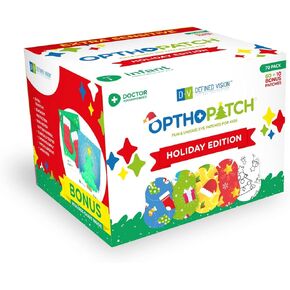 OPTHOPATCH Holiday Edition | Extra Sensitive Adhesive Eye Patches for Infants 70 Pack + 2 Reward Chart Posters