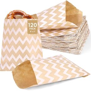 120 قطعة من أكياس الورق المسطحة من جوهاوس، أكياس الوجبات الخفيفة مقاس 12.7 × 17.78 سم، أكياس البسكويت البيضاء، أكياس ورق الكرافت، أكياس الفشار لحفلات بيع الحلوى in Kuwait