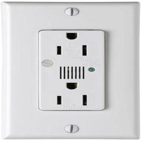Leviton 7280-W 15 Amp, 125 Volt, Decora Duplex Surge Suppressor Receptacle, Straight Blade, Industrial Grade, Surge w/ Indicator Light & Audible Alarm, White
