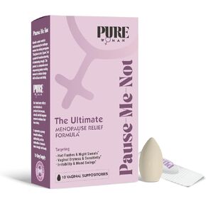Pure Woman Pause-Me-Not Menopause Suppositories, 10 Day Supply of Feminine Care Vaginal Suppositories, Menopause Relief for Hot Flashes, Night Sweats, Vaginal Dryness & Sensitivity or Mood Swings