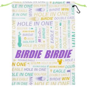 SANDIAN, Waterproof Pouch for Traveling Packing Organizer Storage for Golf Shoes, Golf Windbreaker, Drawstring Rope Closures, Sublimation Dye Prints, Everyday Needs Pouch [BIRDIE] (BIRDIE)