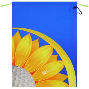 SANDIAN, Waterproof Pouch for Traveling Packing Organizer Storage, Drawstring Rope Closures, Sublimation Dye Prints, PU Coatings, All Weatherproof, Large Capacity Size Pouches for Golfers [SUNFLOWER]
