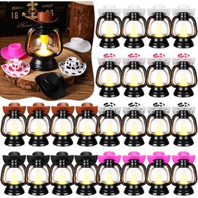 ROCEEI 12 Pieces Cowboy Hats Mini Lantern Decoration Mini Lantern with Western Mini Cowboy Hats Decoration Mini Lantern with LED Candle Hanging Rustic Decor for Wedding Birthday Western Party Decors in Kuwait