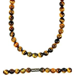 Auras by Osiris | Handmade Yellow Tiger Eye Crystal Necklace - Grounding Genuine Gemstone Beaded Mala | Willpower, Protection, Prosperity Choker- Jewelry Gift for Mens, Womens, Girls | 10mm Beads, 22" in Kuwait
