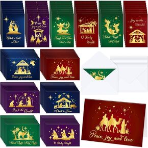 Zhanmai 480 Pack Lime Green Christmas Cards with Envelopes Set Merry Christmas Greeting Cards Bulk 12 Assorted Designs Happy Holiday Cards for Christmas Party Favors Family Kids Friends