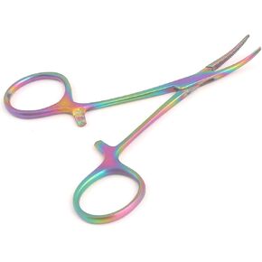OdontoMed2011 Multi Titanium Rainbow Color Mosquito Hemostat Locking Forceps 3.5" Curved Pliers Stainless Steel Multipurpose Ideal Hemostats for Nurses, Fishing Forceps, Crafts and Hobby 3-1/2" Clamp