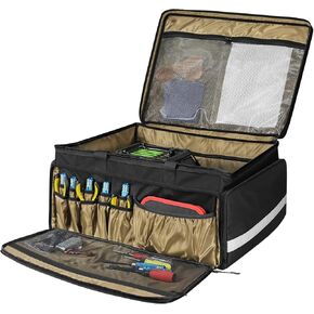 RC Storage Bag for 1/8 & 1/10 Car, RC Carry Case with Bottom Clapboard for Support, RC Car Bag with Multi-Pockets for Tools and Other Accessories, Black