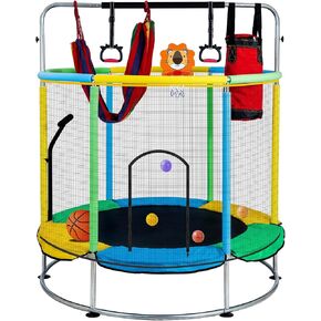 Trampoline for Kids,5FT Adjustable Rebounder Trampoline Indoor Outdoor for Toddler Trampoline with Enclosure Net,No-Gap Safe Design,ASTM Approved,Toddler Trampoline Gifts for Boys & Girls