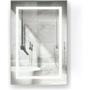 Krugg LED Medicine Cabinet 24 Inch X 36 Inch | Recessed or Surface Mount Mirror Cabinet w/Dimmer & Defogger + 3X Makeup Mirror Inside & Outlet + USB - Right Side