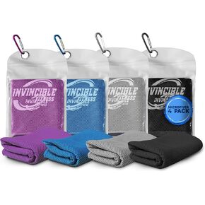 Invincible Fitness Microfiber Gym Towel Set – Quick-Drying, Odor-Resistant, Ultra-Absorbent Towels for Sports, Fitness, Yoga, and Travel (4 Pack)