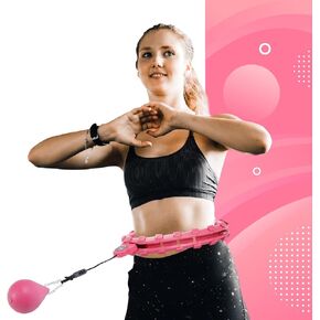 Hula Hoop Fitness Gear w/Counter - Abs Workout, Weight Loss & Burn Fat (Smart Weighted Hula Hoops, Stomach Exercises),Pink,FE215402020