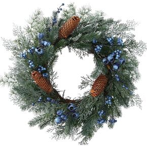 20" Christmas Wreaths for Front Door, Real-Look Pine Needles Winter Xmas Wreath Outdoor Holiday Decoration, Door Reef for Farmhouse Front Porch Wall Window