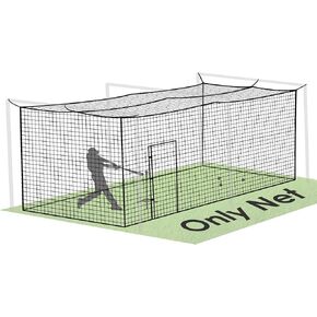 Baseball Batting Cage Nets, ONLY NET, 10'H x10'W x 35'L Baseball and Softball Cage Netting, 1.88" Mesh, Professional Fully Enclosed Heavy Duty PE Hitting Cage Net with Door, Without Poles