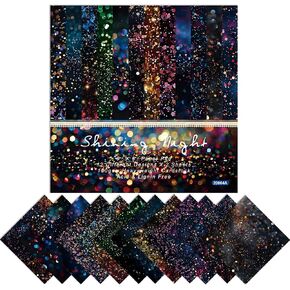Christmas Scrapbook Paper 6x6 Red Sequin Sparkle Single-Sided Flat Pattern For DIY Junk Journal Arts Crafts Background Decorative Paper Festival Supplies 24 Sheets (R2447)