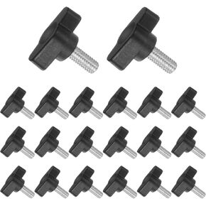 Tee Wing Knobs Thumb Screw, M6 x 12mm Male Thread, Plastic T Thumb Clamping Screw Threaded Stud Hand Knobs Grip, (Applications: for Machinery Lathes), 20-Pieces