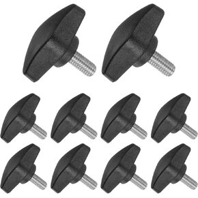 Tee Wing Knobs Thumb Screw, M6 x 14mm Male Thread, Plastic T Thumb Clamping Screw Threaded Stud Hand Knobs Grip, (Applications: for Machinery Lathes), 10-Pieces