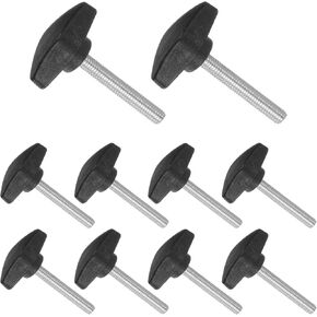 Tee Wing Knobs Thumb Screw, M6 x 45mm Male Thread, Plastic T Thumb Clamping Screw Threaded Stud Hand Knobs Grip, (Applications: for Machinery Lathes), 10-Pieces