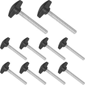 Tee Wing Knobs Thumb Screw, M8 x 60mm Male Thread, Plastic T Thumb Clamping Screw Threaded Stud Hand Knobs Grip, (Applications: for Machinery Lathes), 10-Pieces