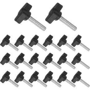 Tee Wing Knobs Thumb Screw, M6 x 30mm Male Thread, Plastic T Thumb Clamping Screw Threaded Stud Hand Knobs Grip, (Applications: for Machinery Lathes), 20-Pieces