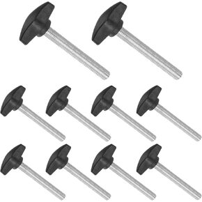 Tee Wing Knobs Thumb Screw, M8 x 55mm Male Thread, Plastic T Thumb Clamping Screw Threaded Stud Hand Knobs Grip, (Applications: for Machinery Lathes), 10-Pieces