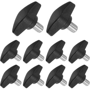 Tee Wing Knobs Thumb Screw, M8 x 12mm Male Thread, Plastic T Thumb Clamping Screw Threaded Stud Hand Knobs Grip, (Applications: for Machinery Lathes), 10-Pieces